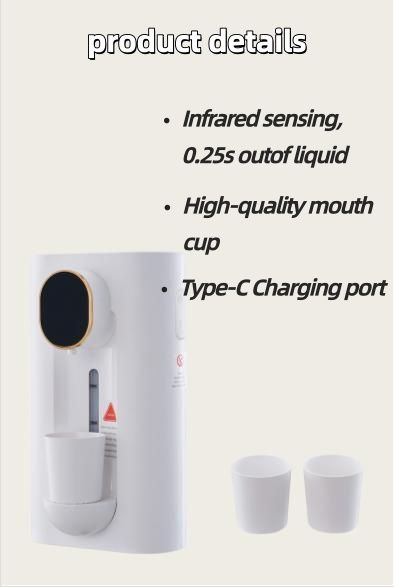 Living and Home Automatic Mouthwash Dispenser for Bathroom Touchless Wall-Mounted Mouthwash Dispenser with Reusable Cups