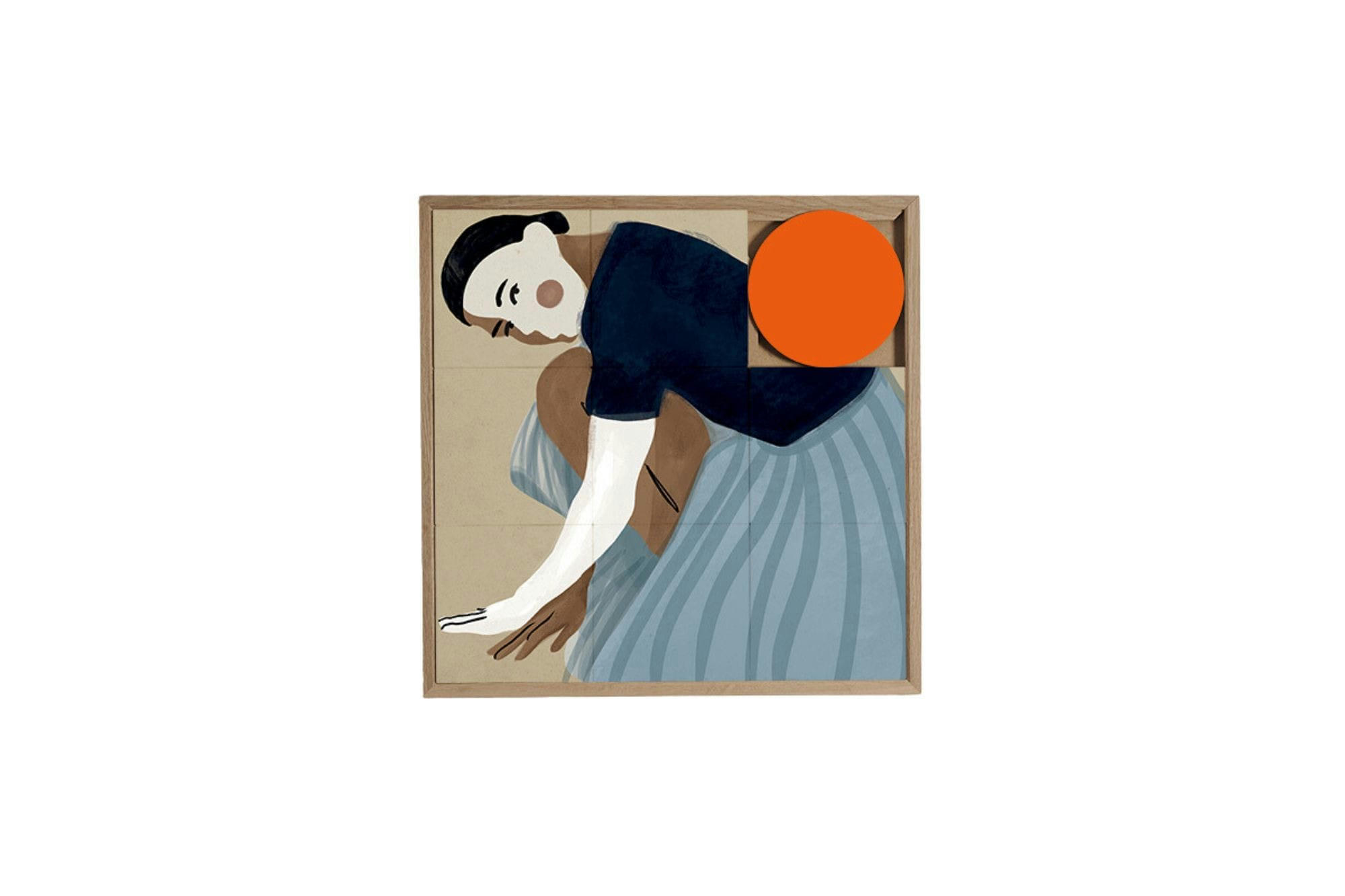 MIROR - Tableau en bois taquin portrait de femme  48 x 48