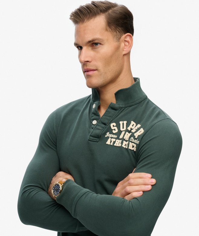 Vintage Athletic Long Sleeve Polo Shirt