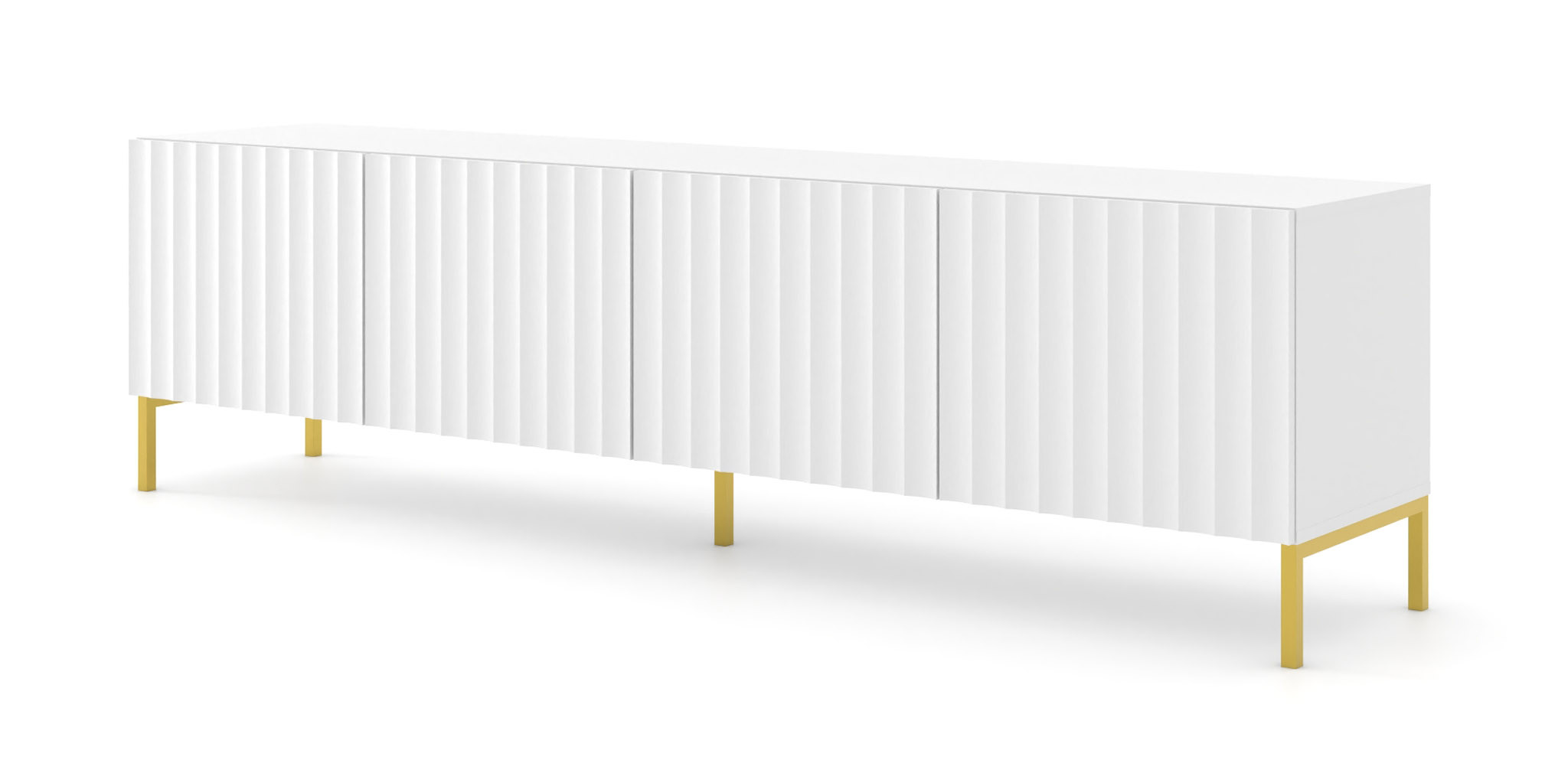 Szafka RTV WAVE 200 cm 4D frez biały mat