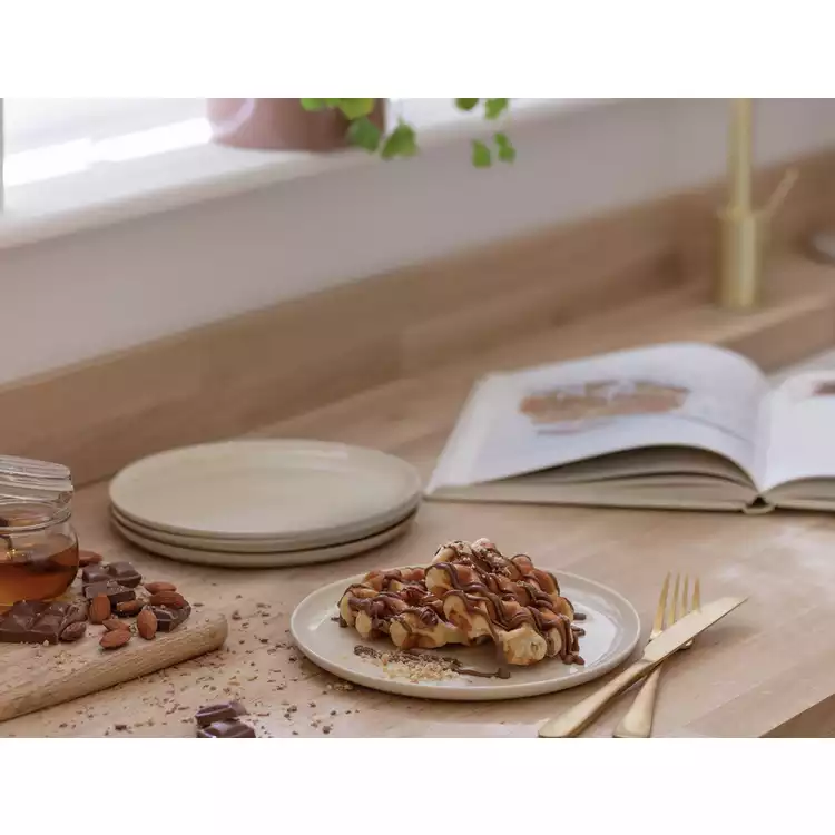 Habitat Evora 4 Piece Stoneware Dinner Plate - Natural