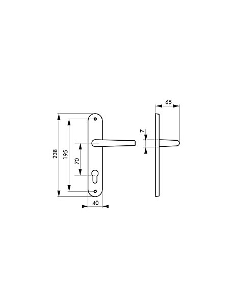 Ensemble de poignées pour porte d'entrée Vesta trou de cylindre, entr'axes 195mm, nickelé satiné - SP