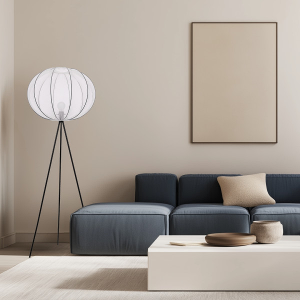 Lampa pod?ogowa MELLOW czarny 1x40w e27 aba?ur mist 52 bia?y kula