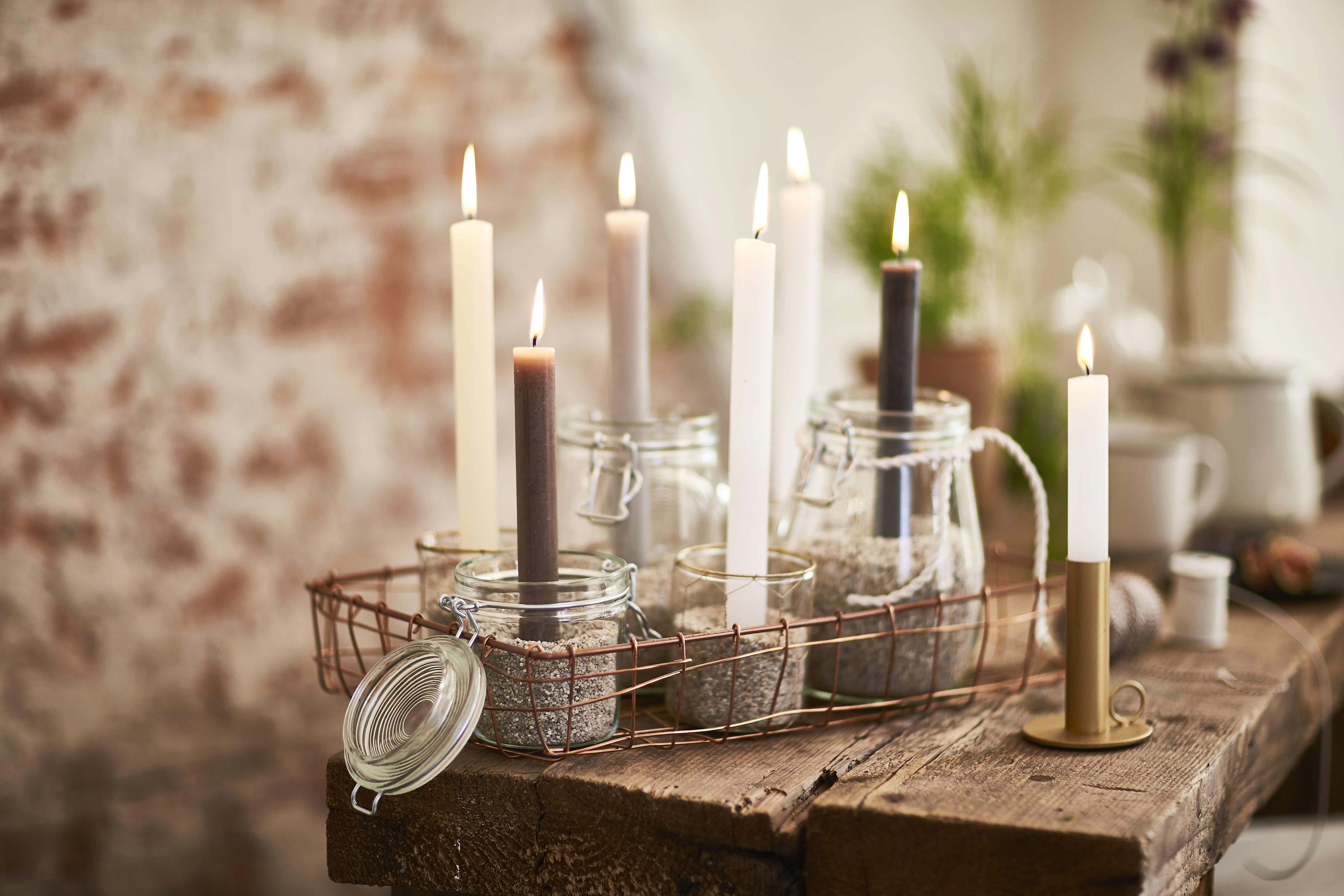 - Lot De 16 Bougies, Anthracite. 27Cm