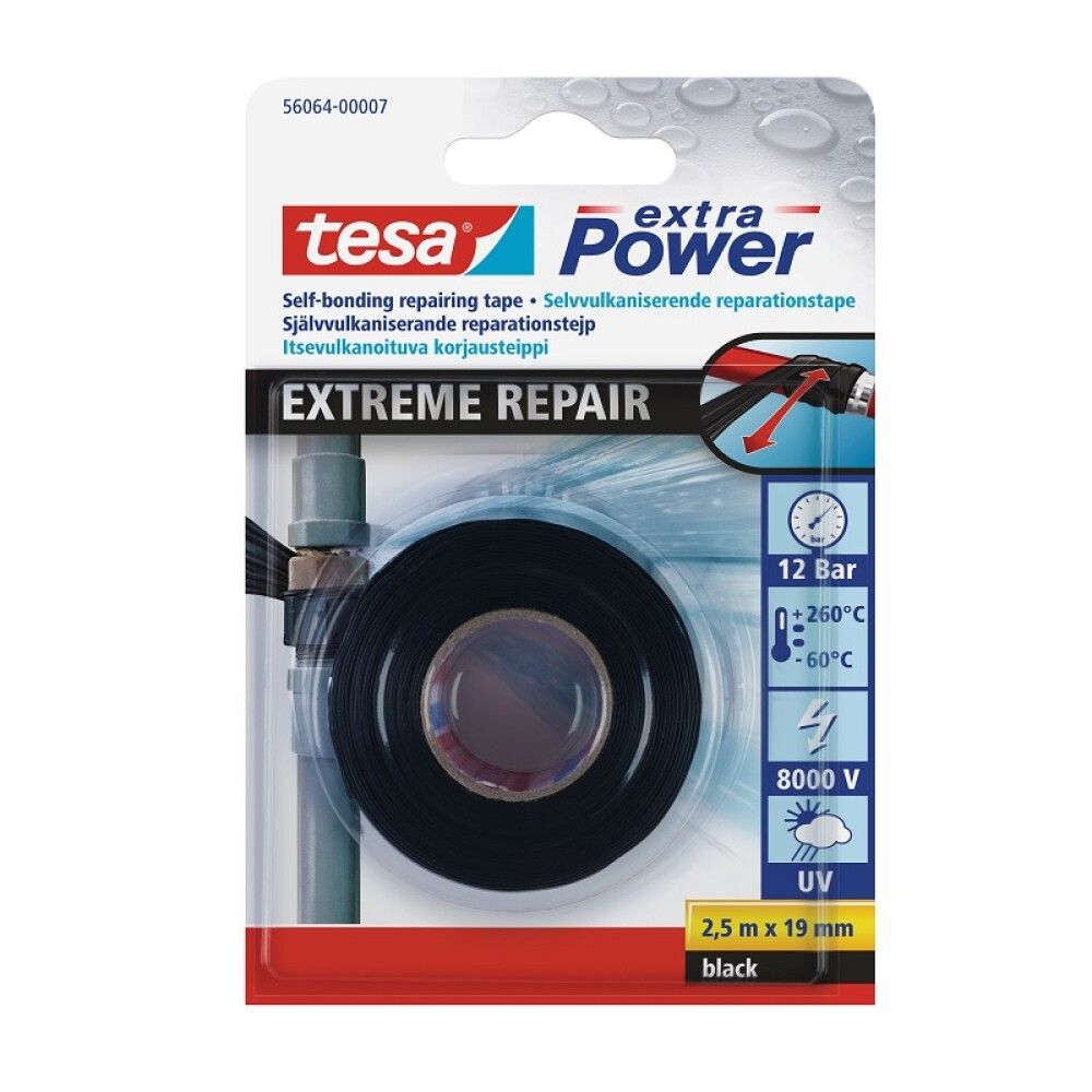 SILIKONETAPE TESA EXTREME REPAIR SVART 2,5MX19MM