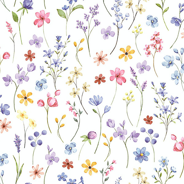 Papier peint vinyle intissé fleurs romantiques multicouleurs L. 1005 x l. 53cm Ugepa