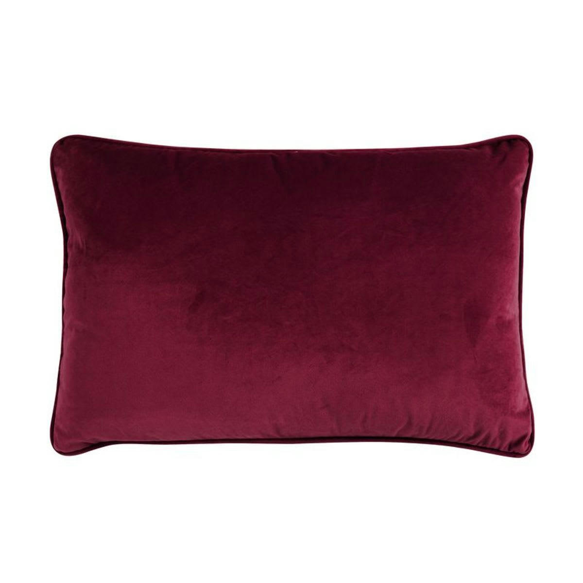 VELOURS - Coussin en velours rouge bourgogne 60x40