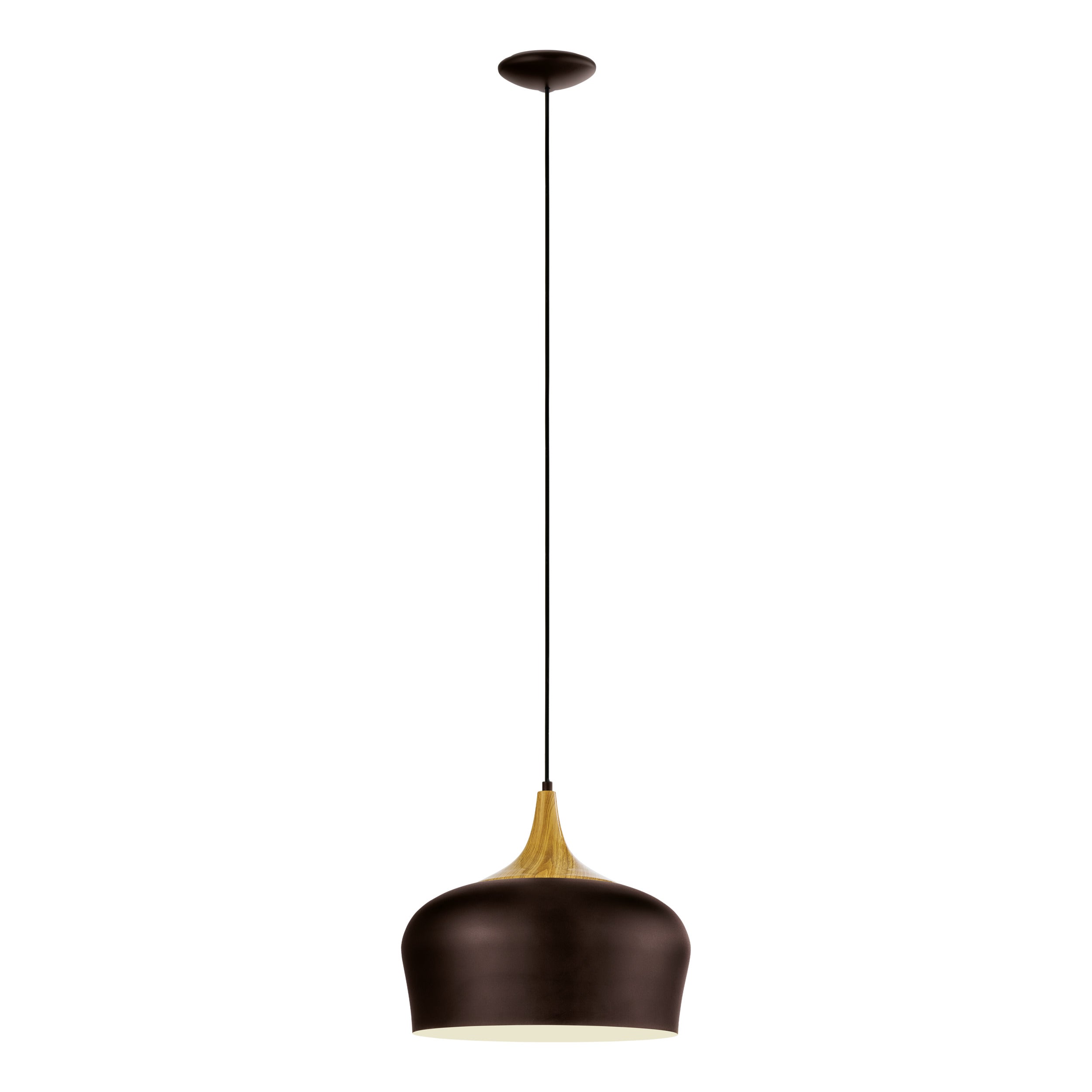 EGLO hanglamp Obregon - 1 lichts - ø350mm. - bruin, creme, eik