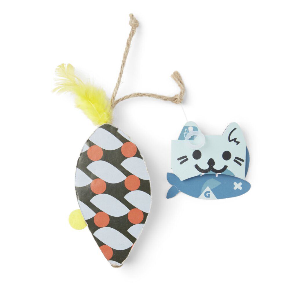 Jouet pour chat forme poisson en jute et papier multicolore L.20 cm