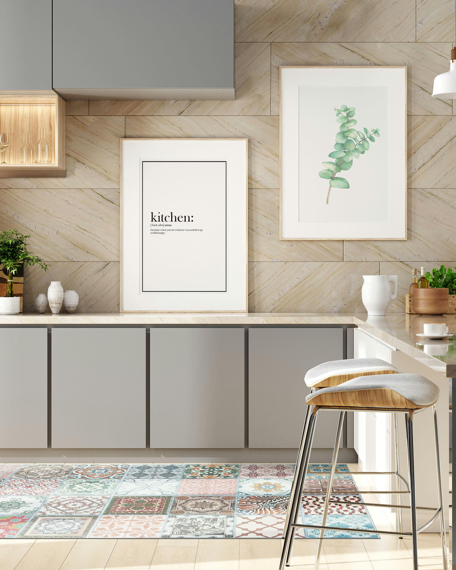 - Tapis vinyle carreaux ciments nijar multicolore 80x250cm