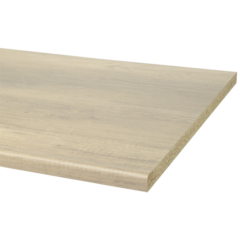 Plan de travail avec bord arrondi en bois aggloméré naturel 302 x 60 x 2,8 cm CANDO