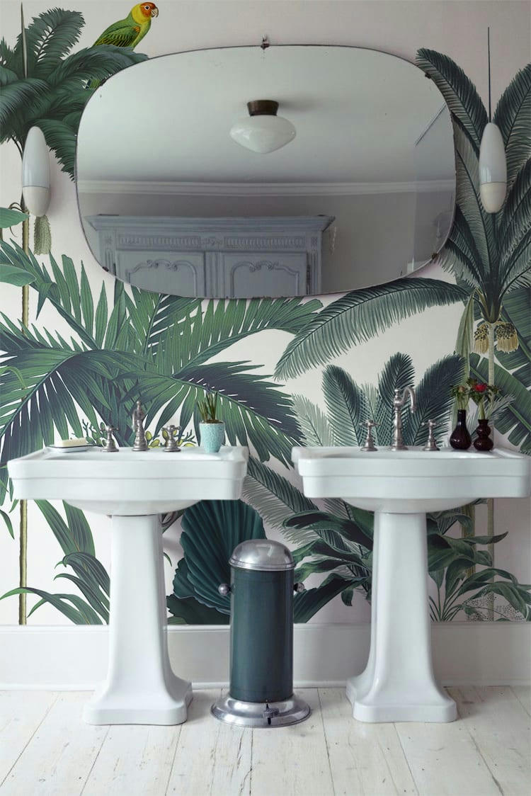 - Papier peint jungle forêt tropicale luxuriante fond Blanc 255x260cm