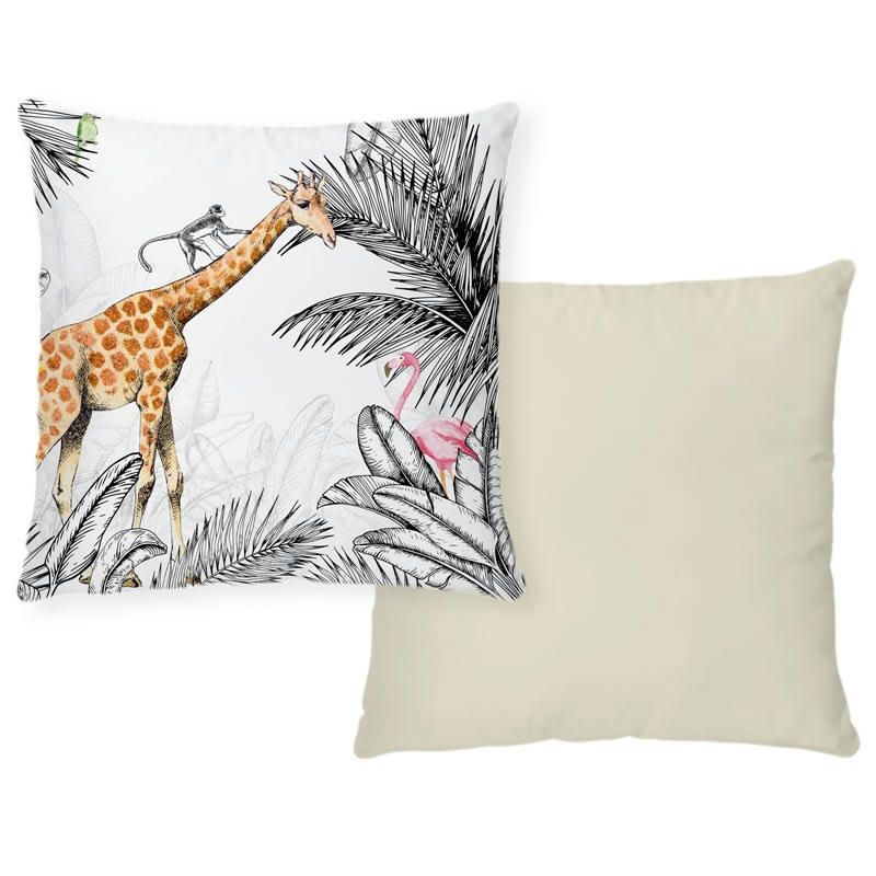PLÉNITUDE - Coussin 40x40cm Multicolore Animaux Jungle