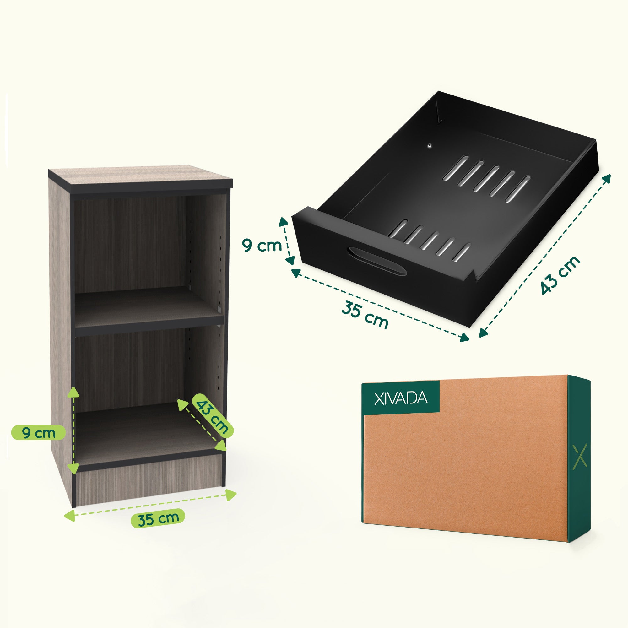 XIVADA Keukenkast organizer - Schuiflade - Aluminium - 35 cm - Zwart