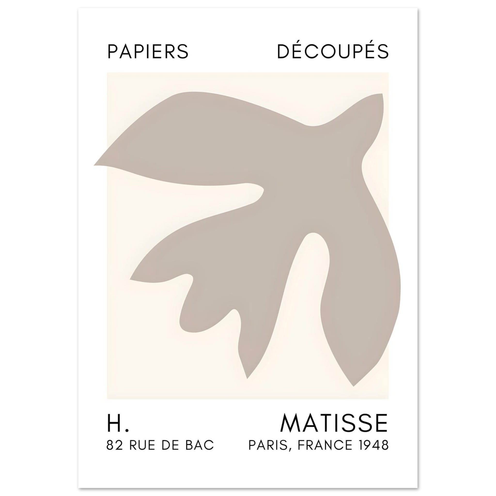Artfulprints Poster Matisse – Floating forms grey  - A4 21x29.7 cm - Grijs