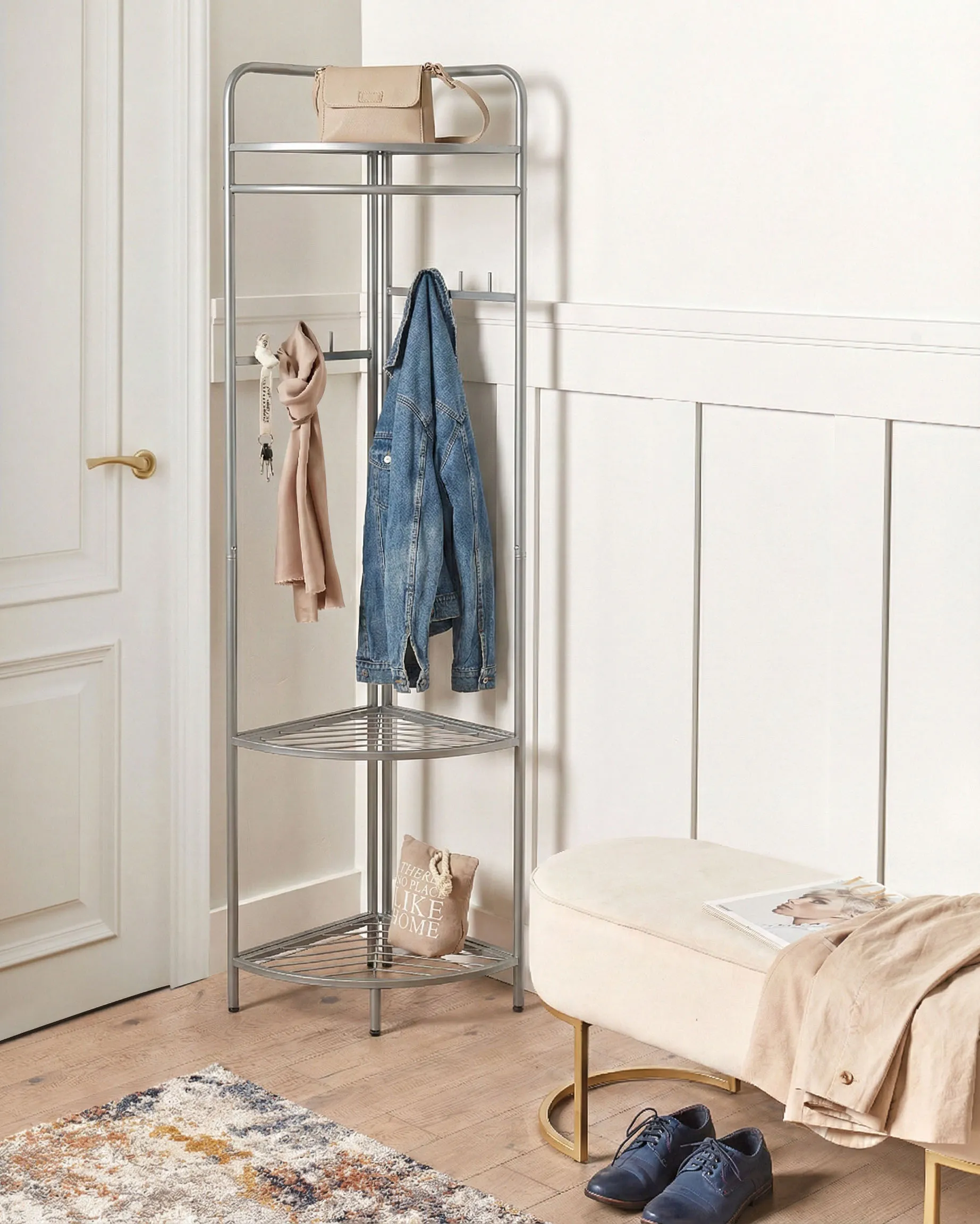 Corner Coat Stand LAWTON Silver
