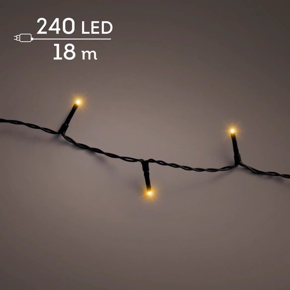 Lichterkette, 18m 240L schw.Kabel goldw.m.Timer Dimmer