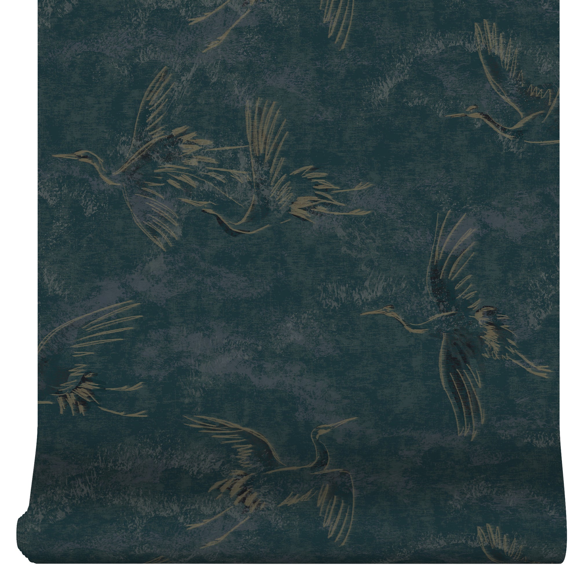 Vliesbehang - Kraanvogel Blauw