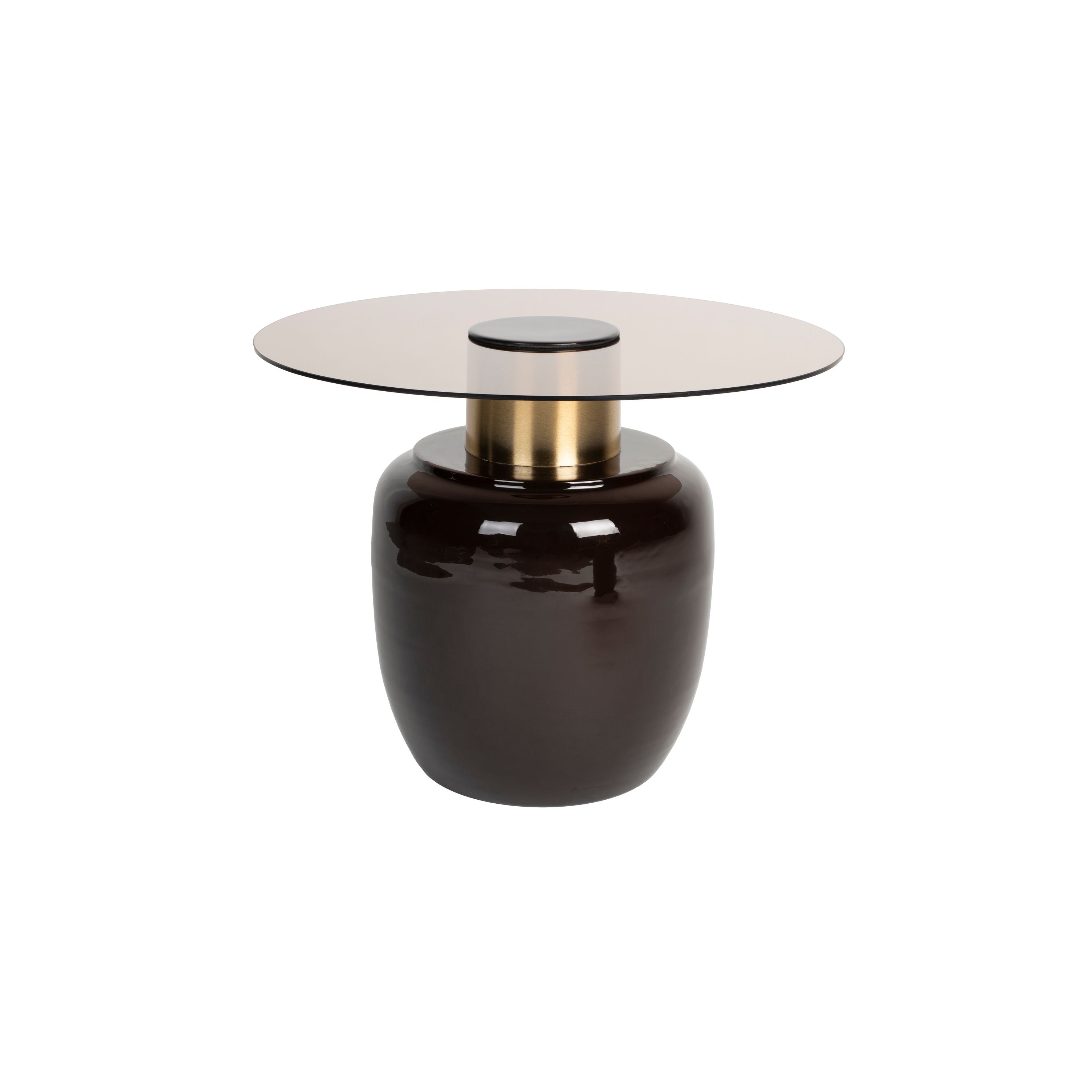 Housecraft Living Mohra Bijzettafel 59x59 cm Glas/ Metaal Beige/ Zwart