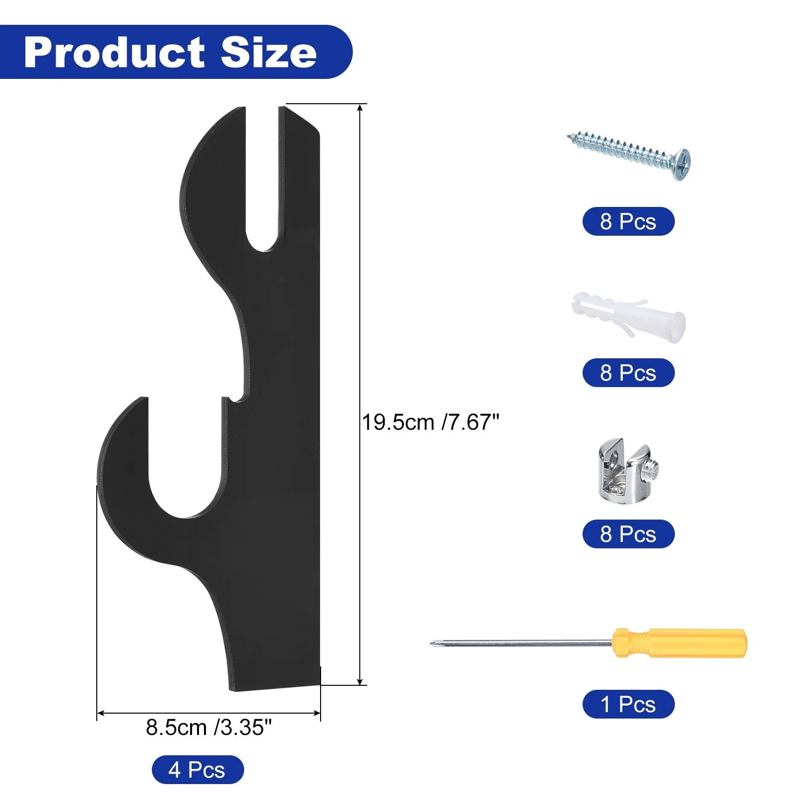 2 Pair Sword Holder Wall Mount, Acrylic Sword Display Stand, Black