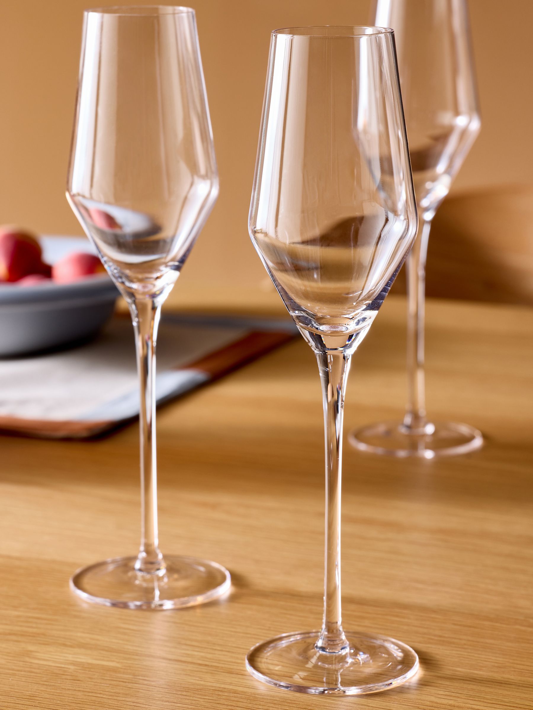 Set of 4 Clear Velma Crystal Champagne Flutes