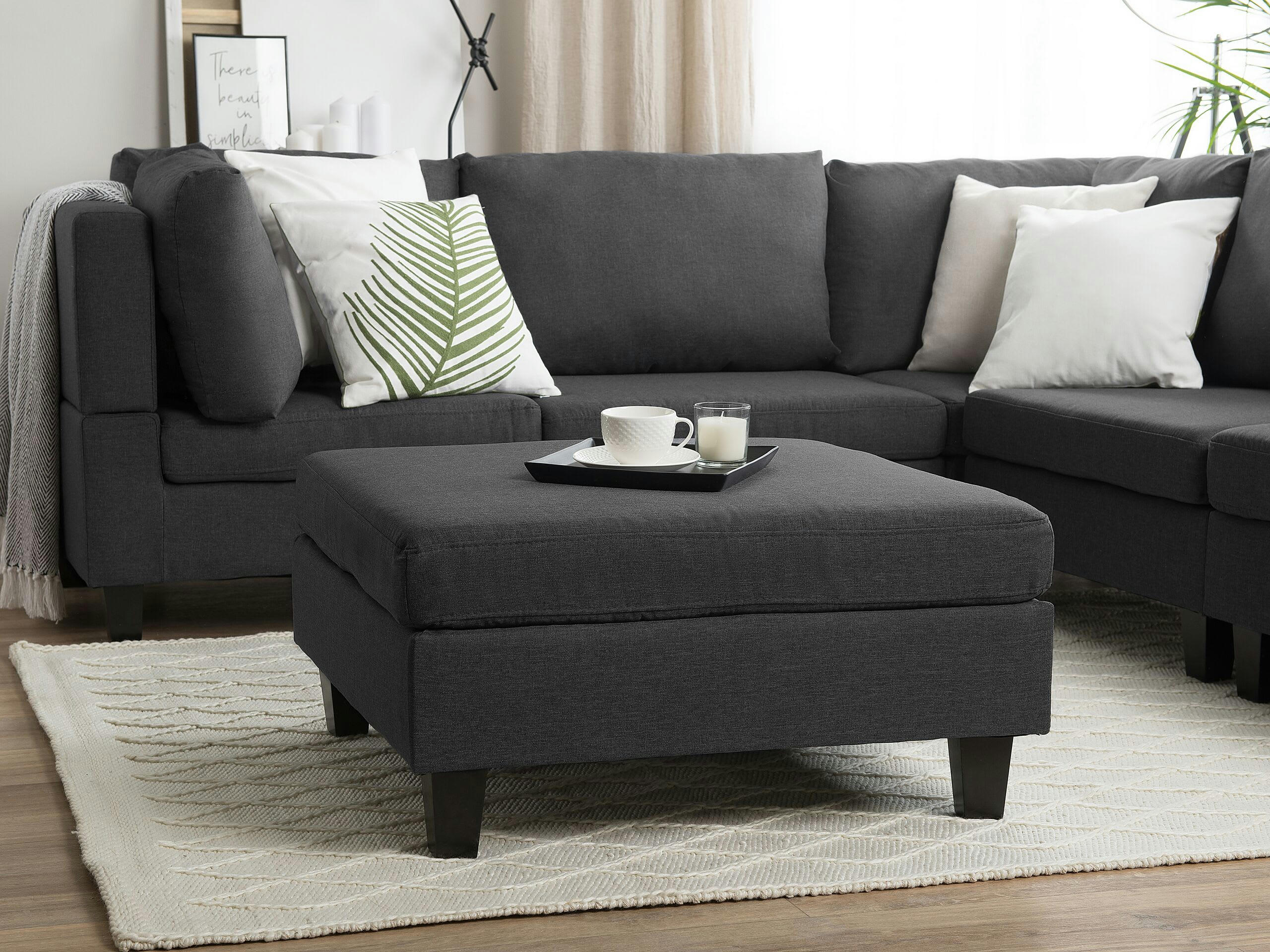 FEVIK - Ottoman en tissu gris foncé pour canapé modulable
