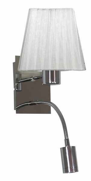 Lampa kinkiet SYLWANA 1x40w e14   led z wyłącznikiem chrom / biały kwadrat