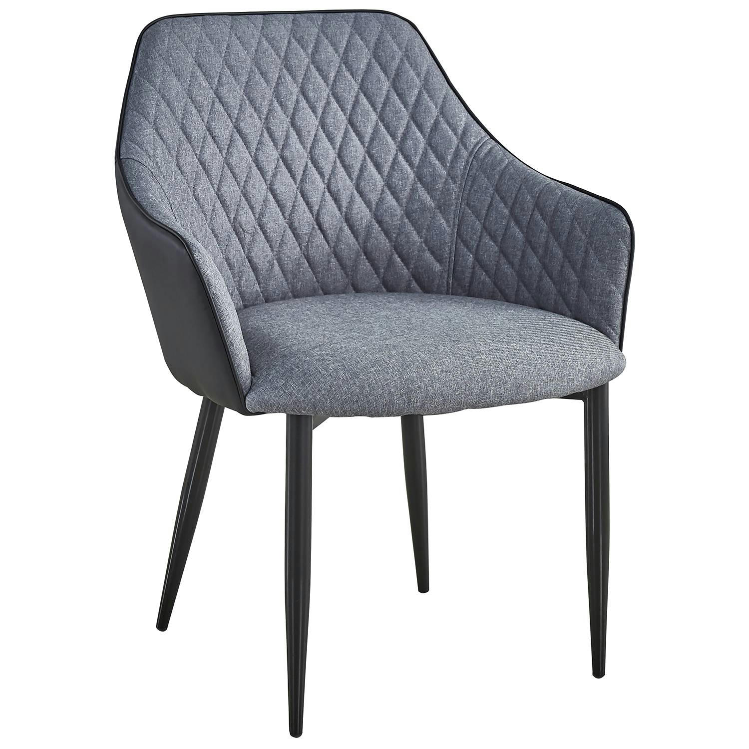 LOUISA - Lot de 2 chaises gris et noir