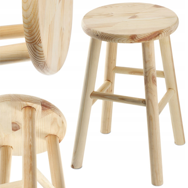 Taboret Drewniany Kuchenny Stołek Solidny 46 cm