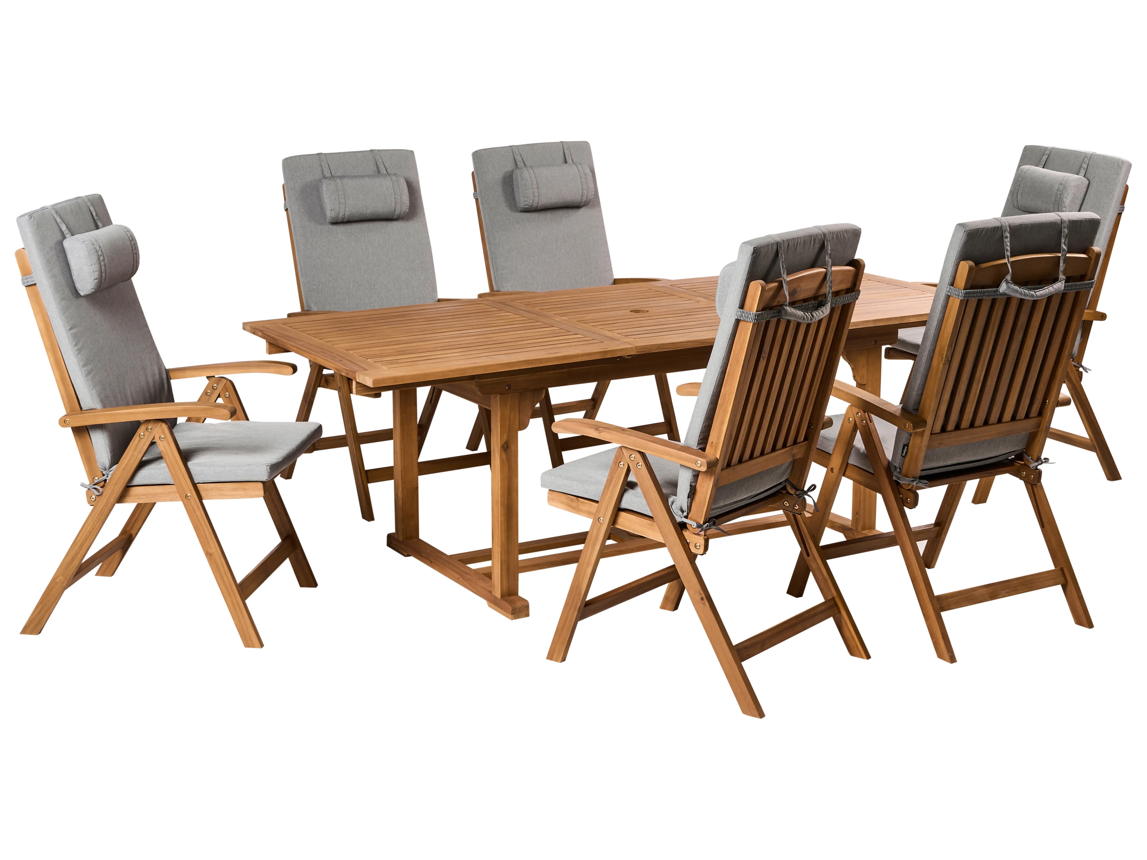 Garden Dining Set 6 Seater JAVA PREMIUM Acacia Wood Grey Melange