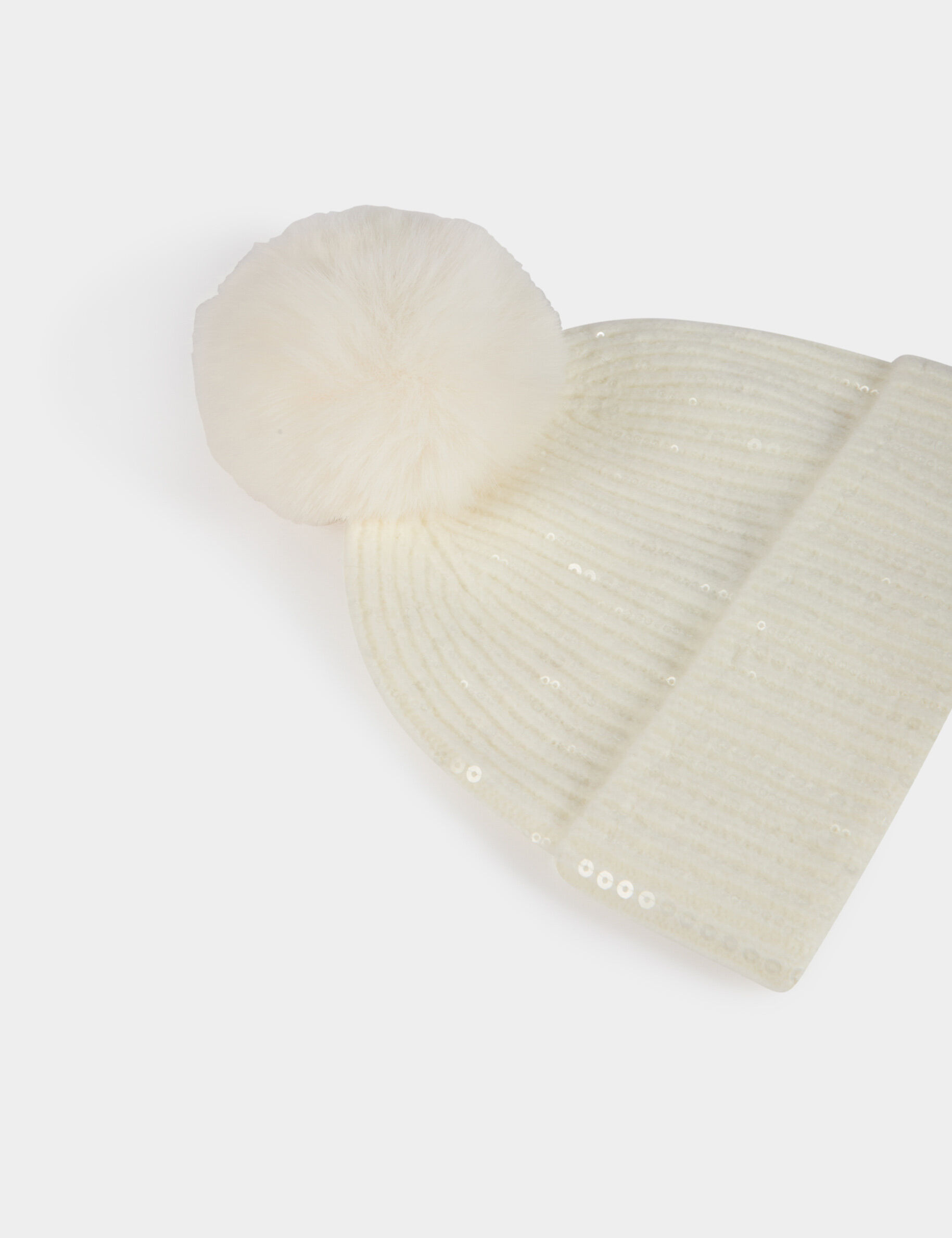 Beanie Pom-Pom And Sequins Ivory Women