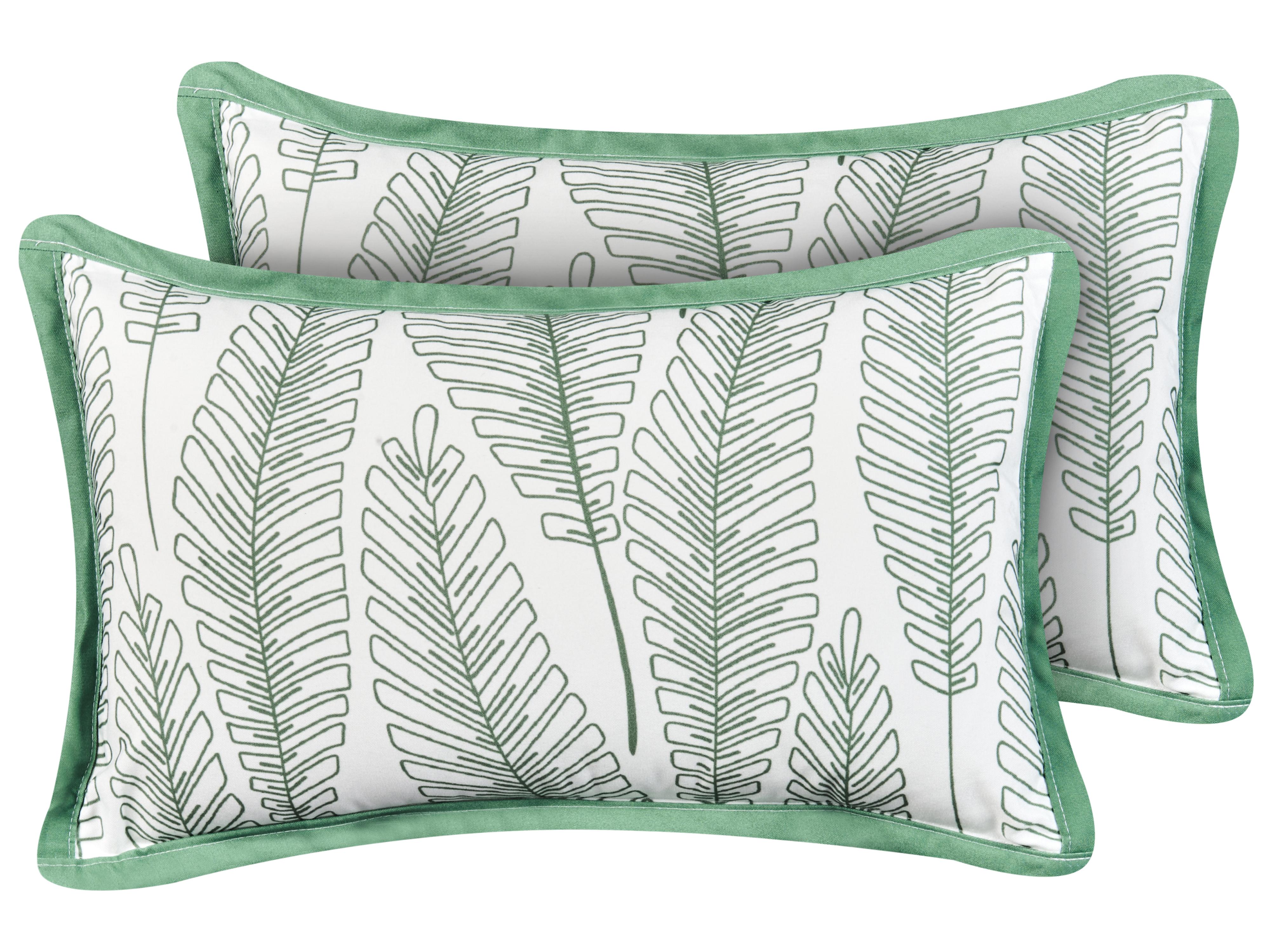 Set of 2 Outdoor Cushions MEADOW Plant Pattern 30 x 50 cm Green