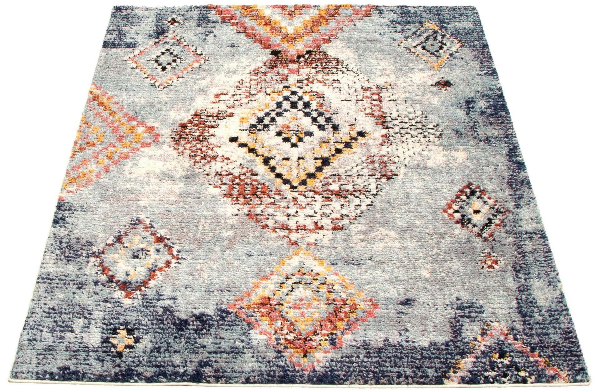 ECARPET Morocco Mosaique Indoor Area Rug, Light Blue, Assorted Sizes