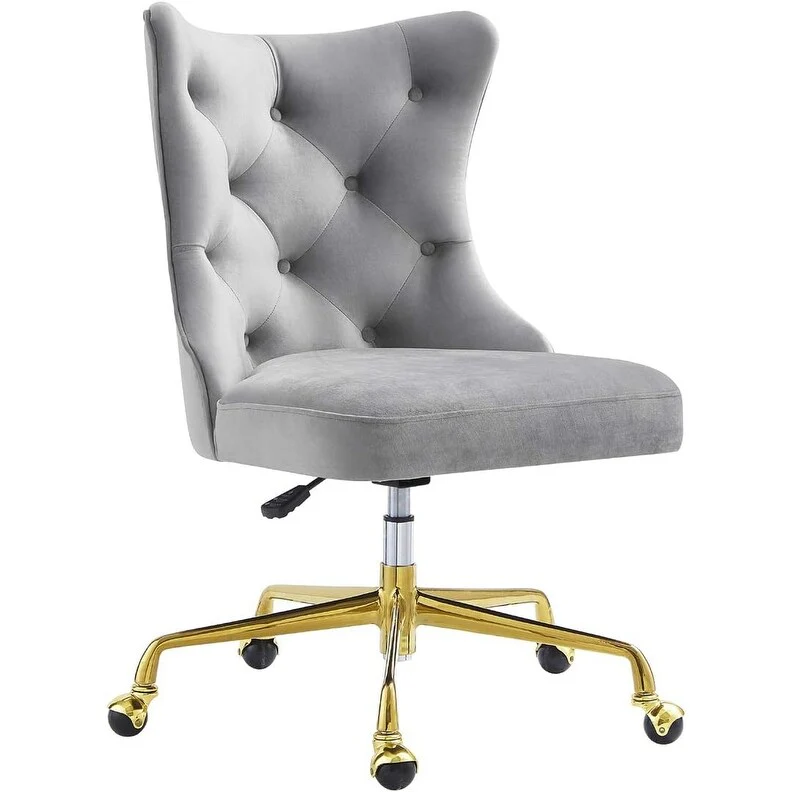 Upholstered Tufted Button Home Office Chair with Golden