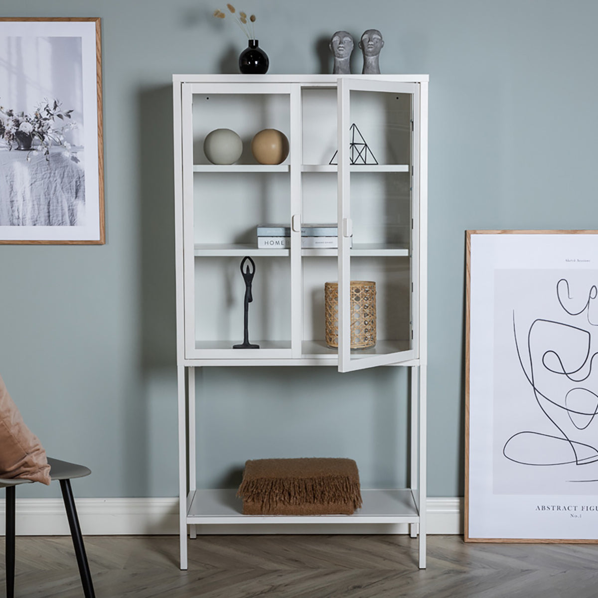 Nest living Claes Metalen Vitrinekast met Glazen Deuren - B 75 cm -