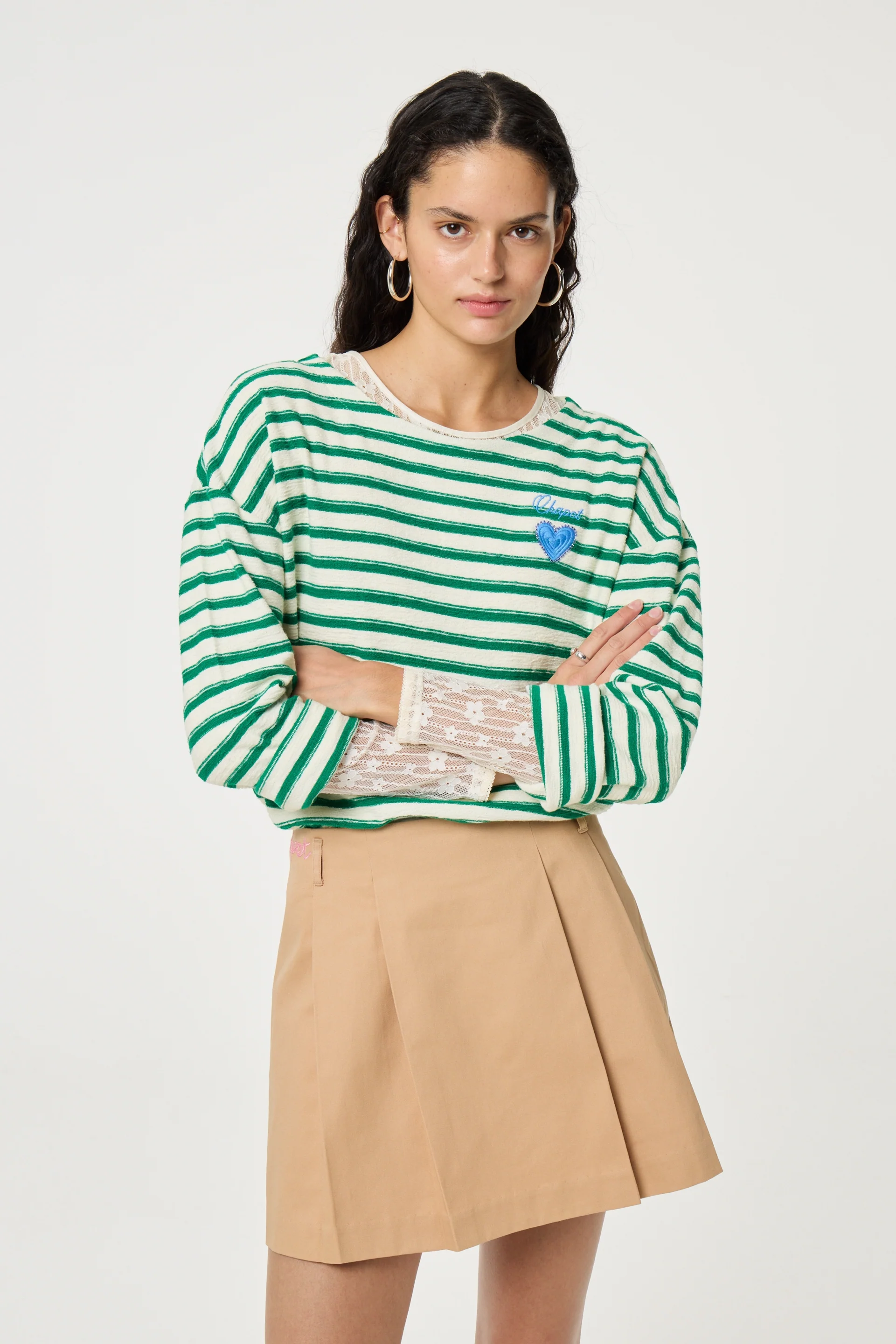 Celina Top | Cosy White/Green