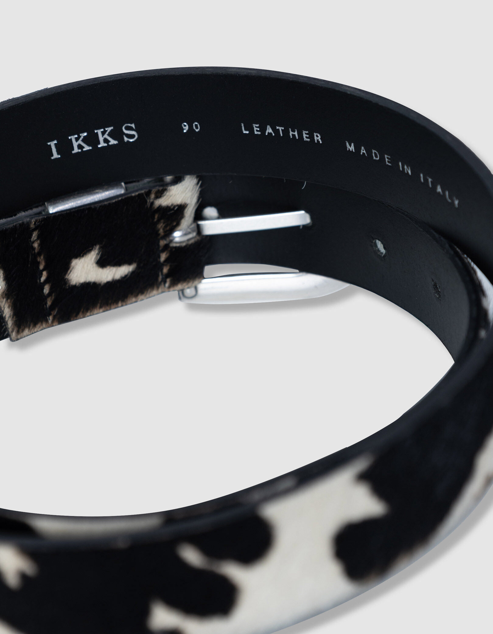 Ceinture écrue cuir effet poulain motif vache Femme