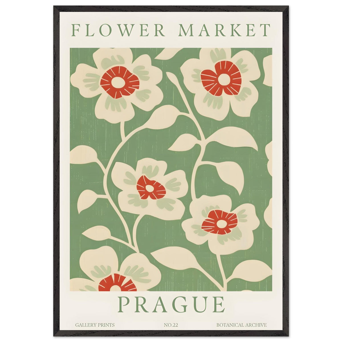 Artfulprints Poster met Lijst Flower market - Prague I  - 70x100 cm - Meerkleurig