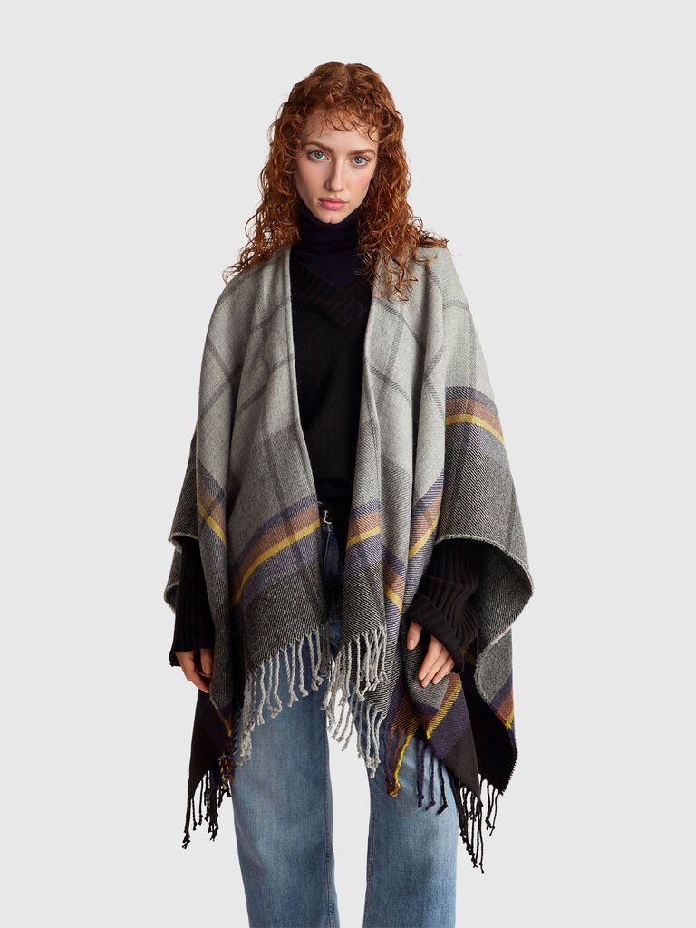 Check jacquard cloak