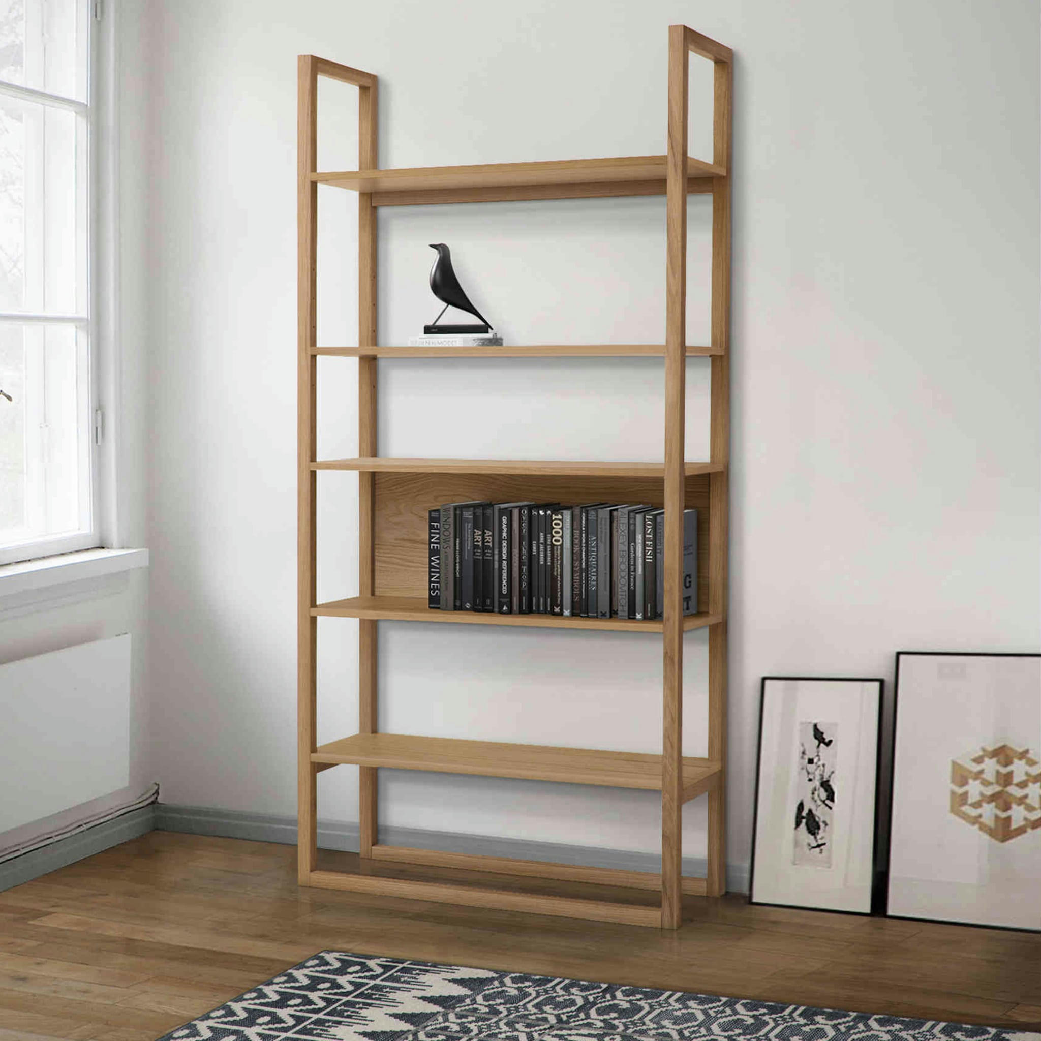 - Bibliothèque en bois massif imitation chêne