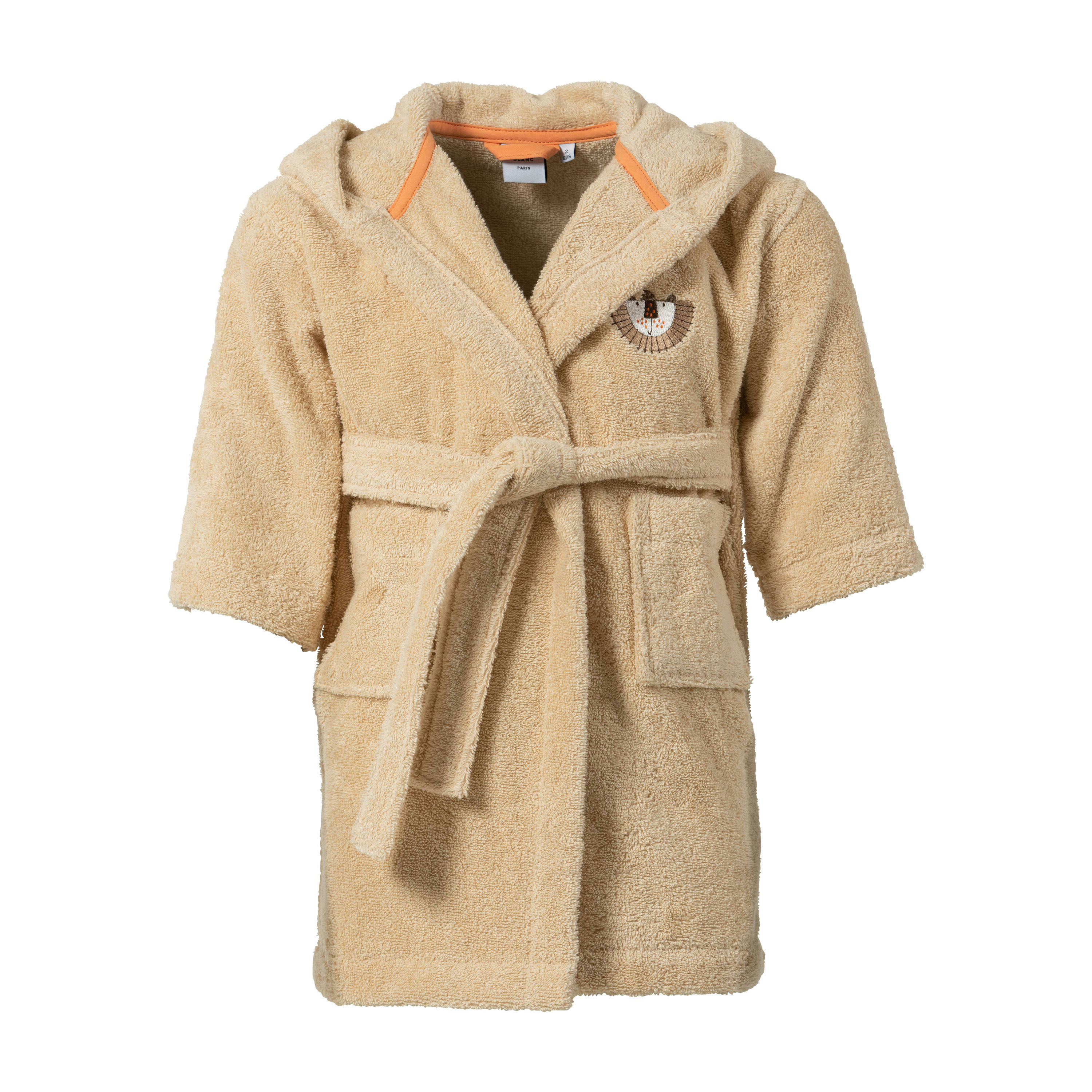 SAFARI - Peignoir enfant bouclette de coton bio à capuche beige