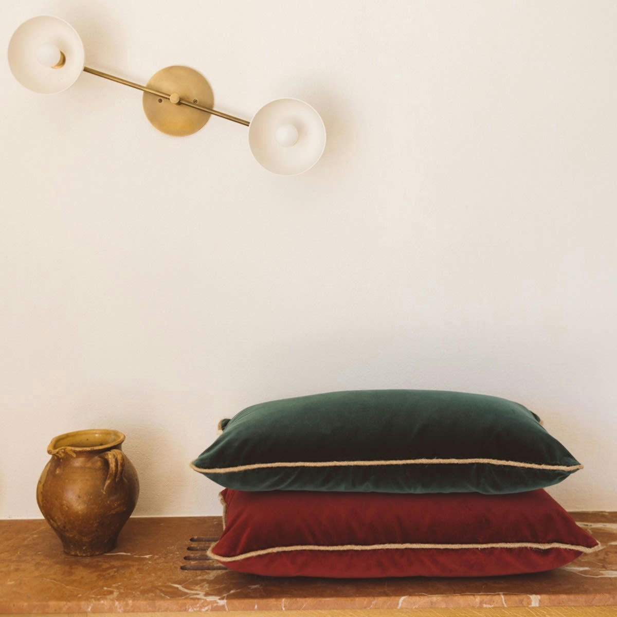 HÔTEL PARTICULIER - Coussin en velours vert foncé 40x65