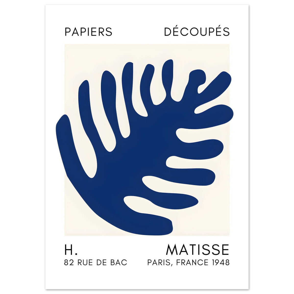 Artfulprints Poster Matisse – Coral bloom navy blue II  - 50x70 cm - Blauw
