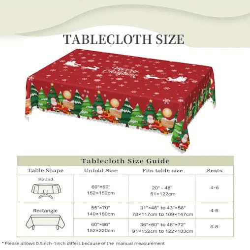 Transform Your Table with 1pc Merry Christmas Polyester Tablecloth