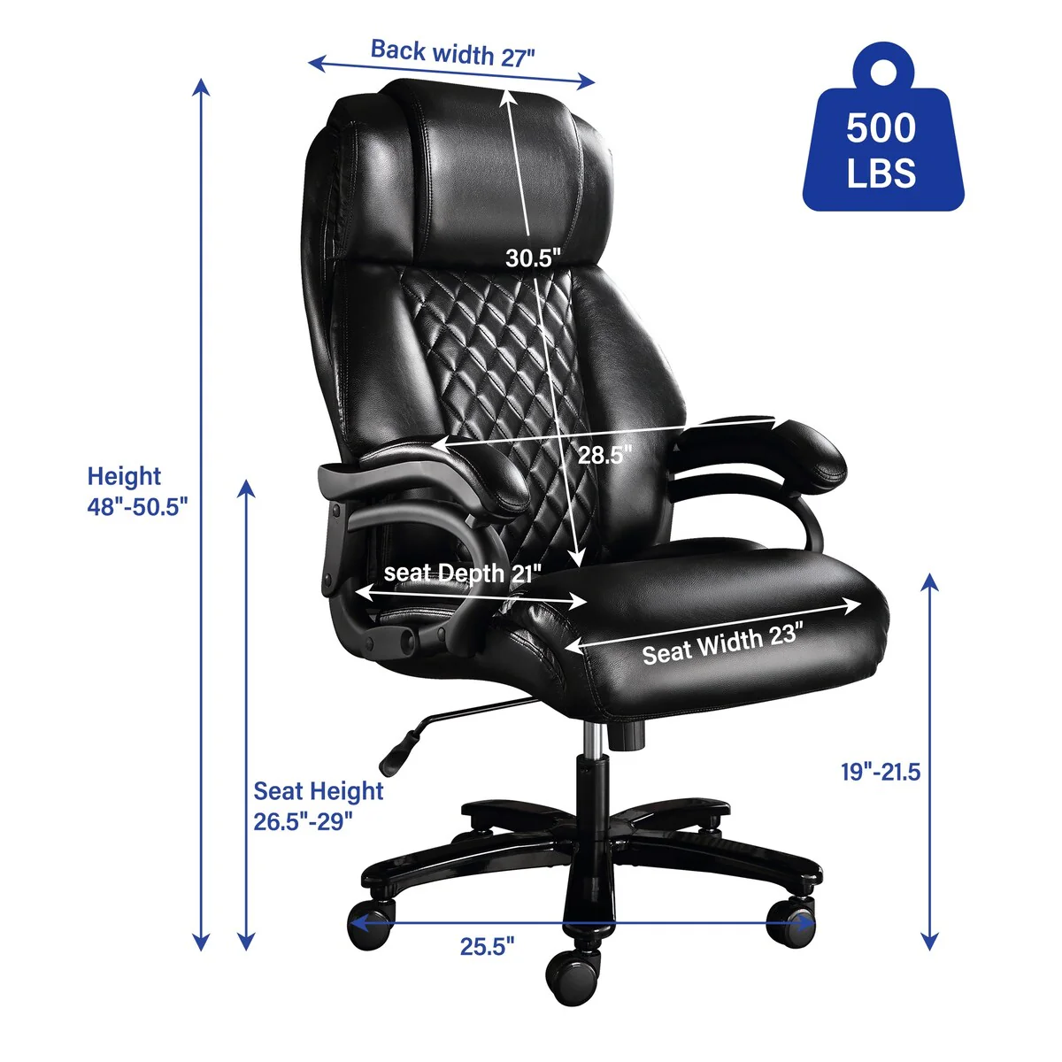 500lbs High Back Large Chair with Electric Airbag Heating High Back Computer Chair，Black Ergonomic Leather Rocking Chair