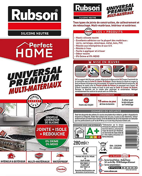 Mastic Rubson Perfect Home Universal Premium blanc cartouche 280ml