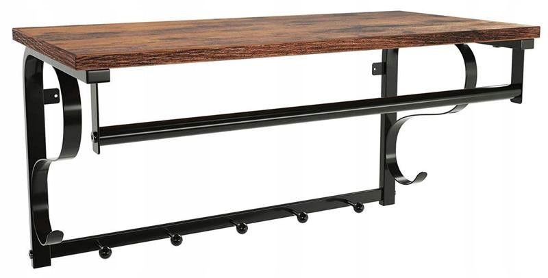 Półka ścienna wisząca z wieszakami loft rustykalna