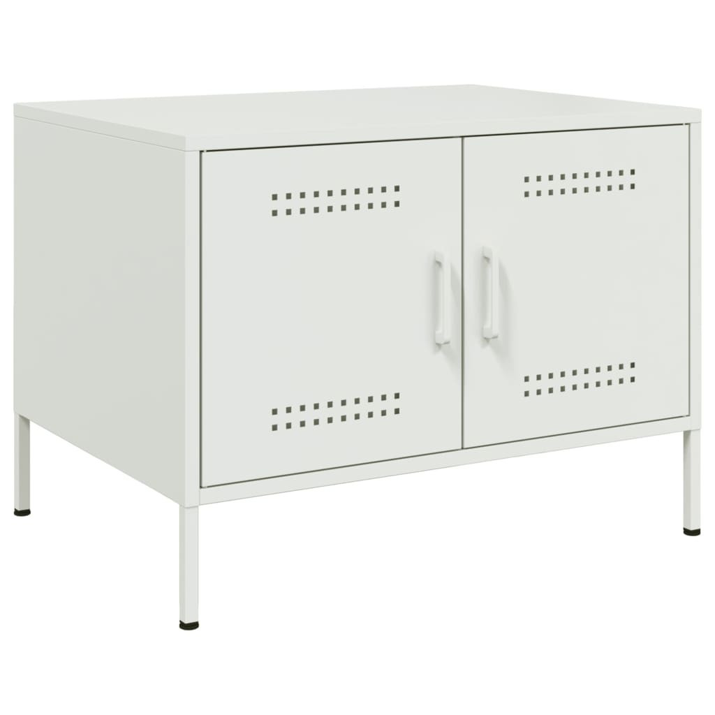 Stolik Kawowy Ława Stół Biały Metalowy 68x50x50.5 Drzwiczki Do Salonu