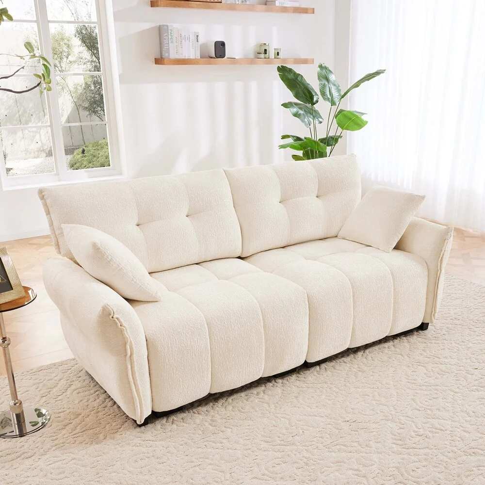 Modern Chenille Fabric Upholstery Two-Seater Sofa