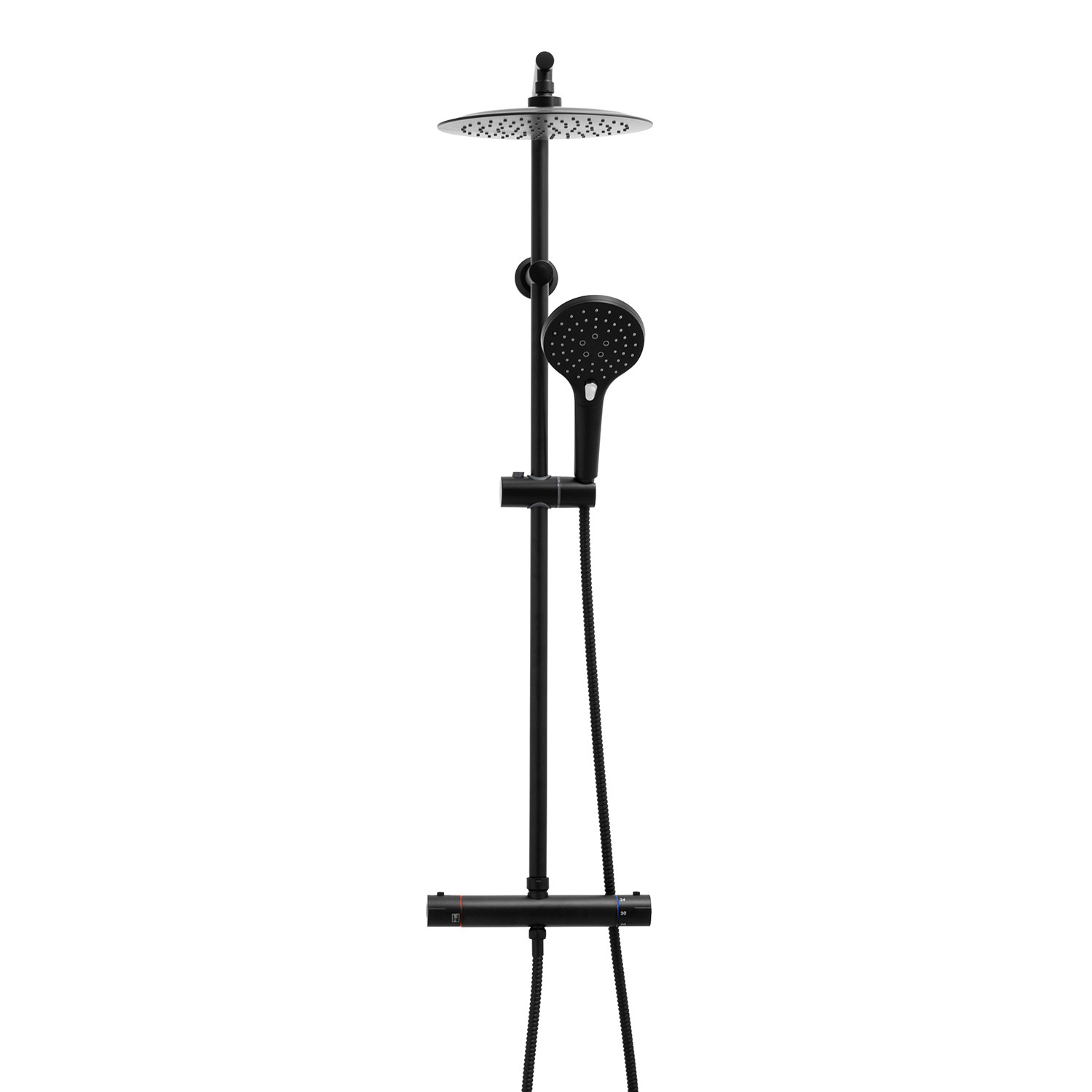 Zestaw prysznicowy Yoka Home natynkowy czarny z deszczownicą 25 cm